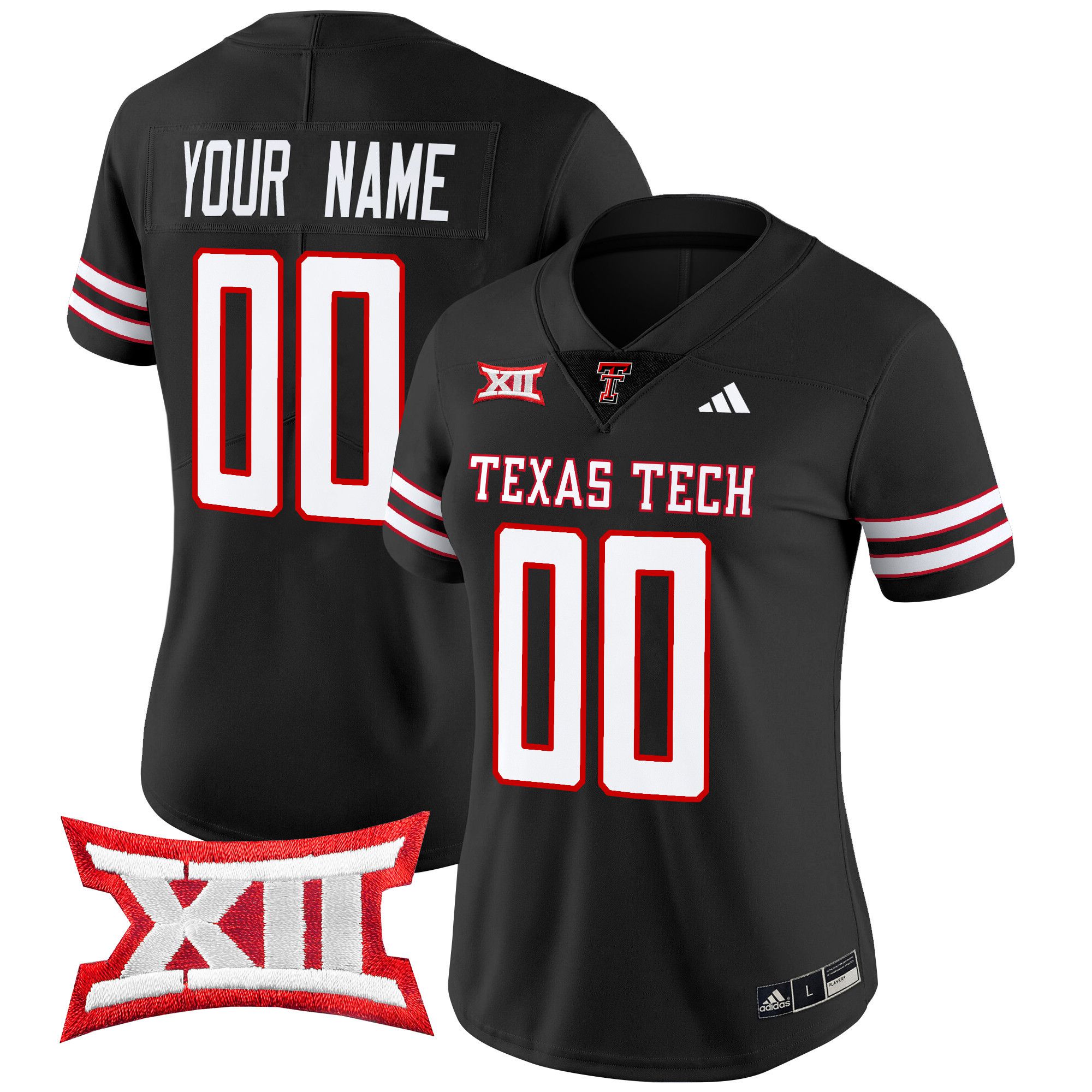 Women Texas Tech Red Raiders Black 2024 Vapor Limited Custom NCAA Jersey style 1->customized ncaa jersey->Custom Jersey